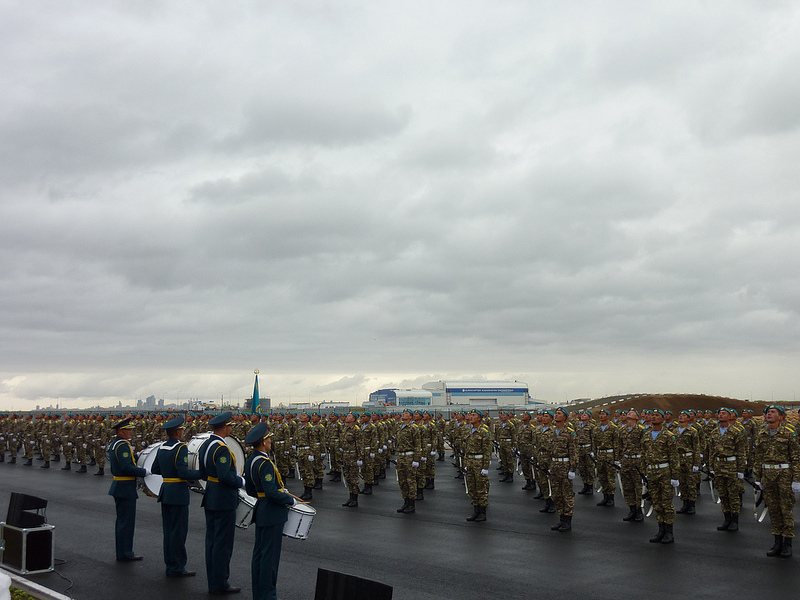 A Kazakhstan military band performs at KADEX. Image by Joshua Kucera. Kazakhstan, 2012. Media file: KAZAKHSTAN_KADEX_005.jpg