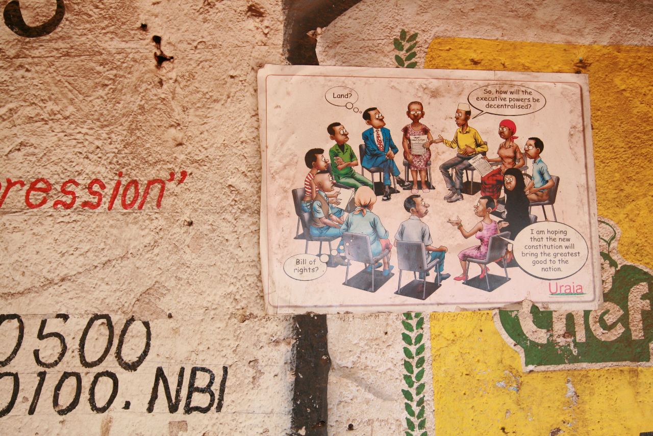 A poster in the Nubian section of Kibera. Image by Stephanie Hanes. Kenya, 2012.