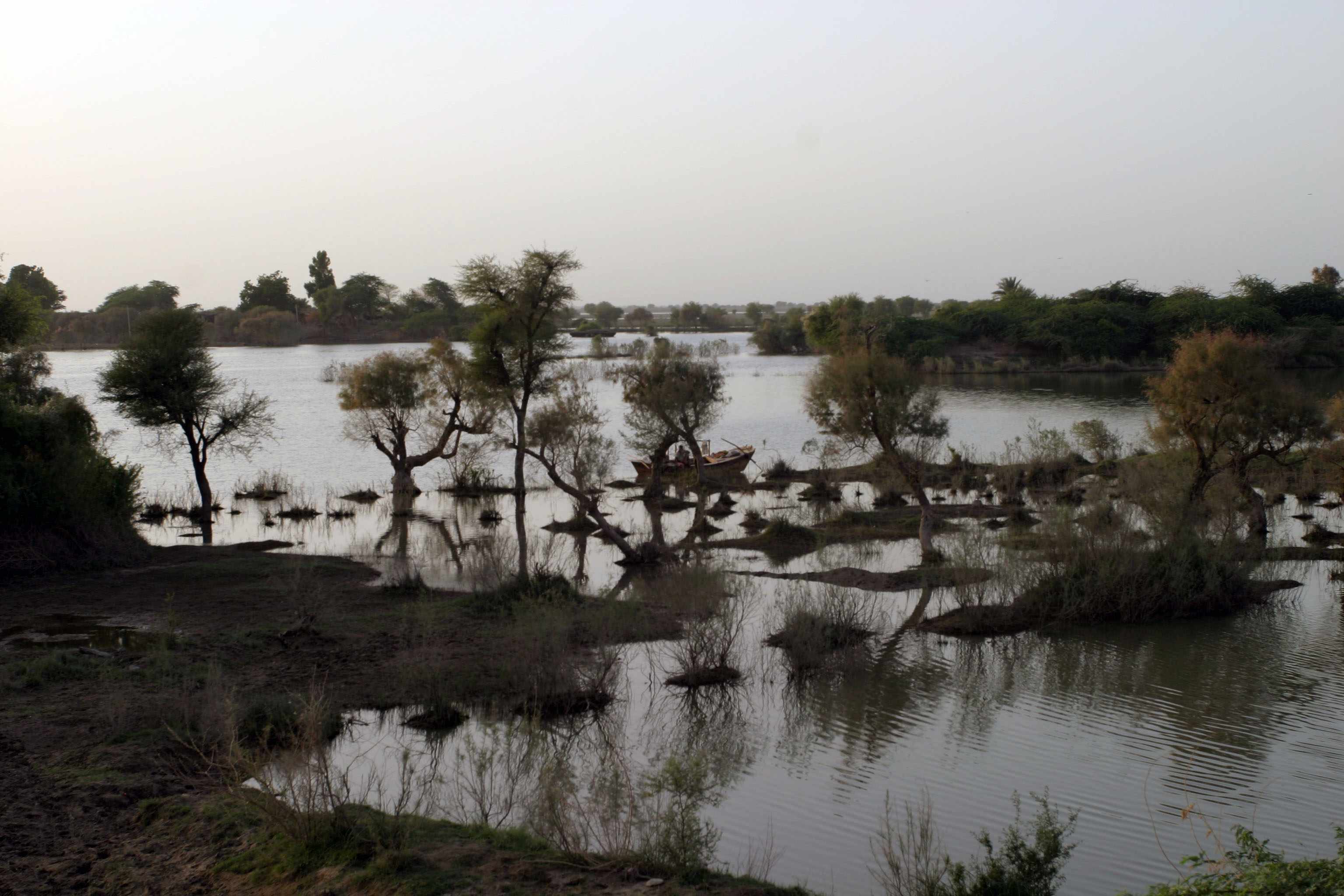 Floodwaters traveling south to the Sindh Province from Sukkur, Pakistan continue to force hundreds out of their homes. Image by Deena Guzder. Pakistan, 2010.