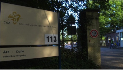 Entrance to former military base that is now a refugee camp in Bussum Zuid. Image by Micah Fink. The Netherlands, 2009.
