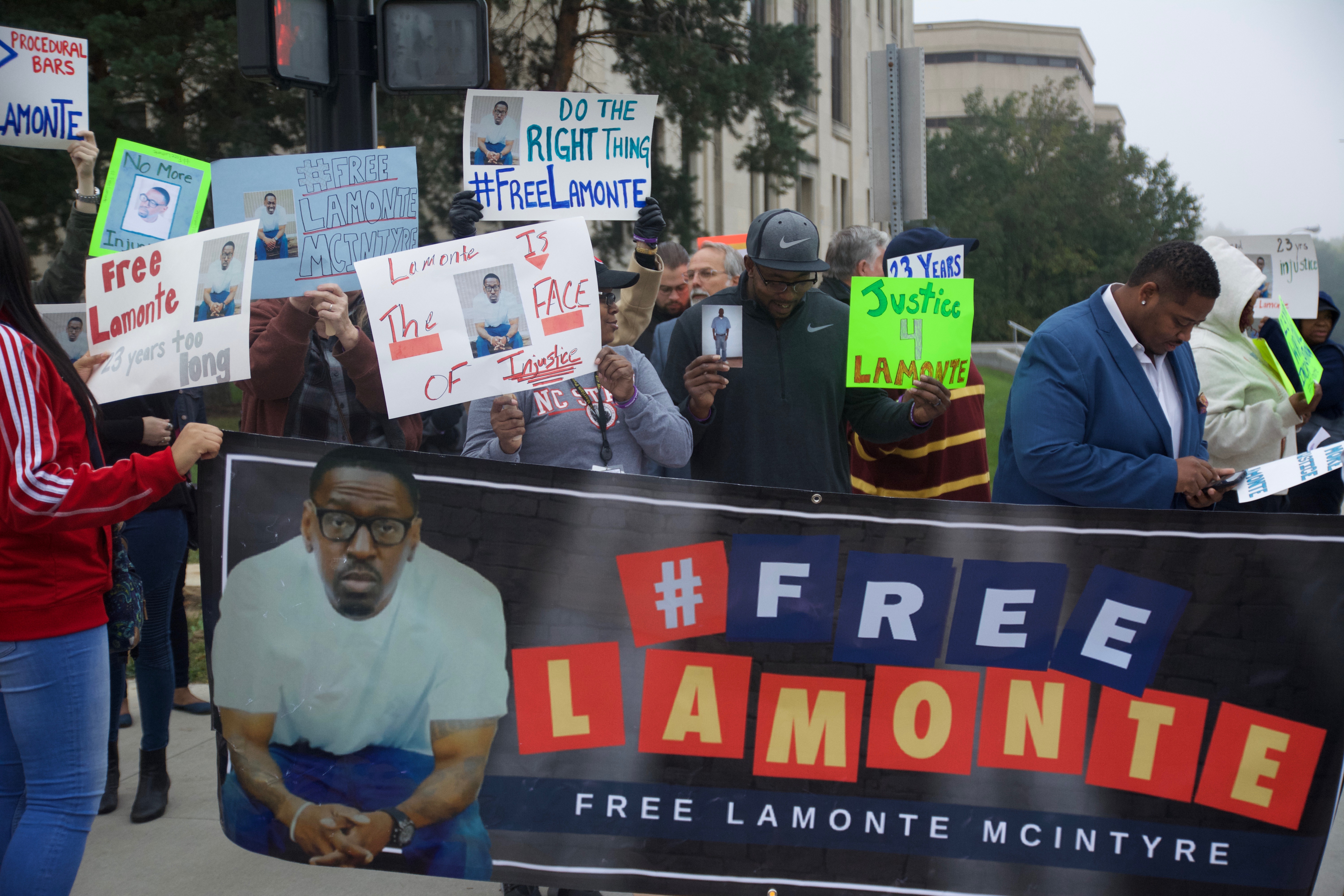 Rally for Lamonte A banner reads #Free Lamonte
