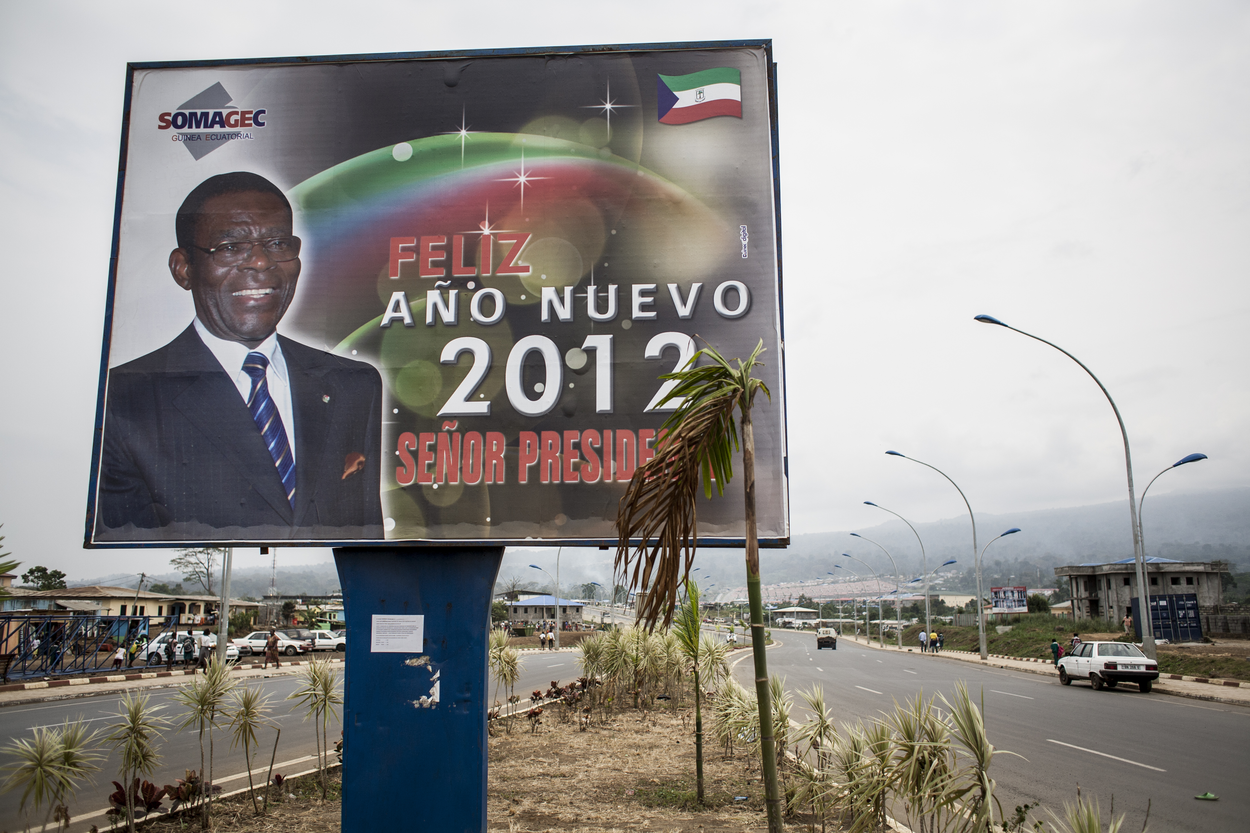 With support from American lobbyists and government officials, oil companies and the banking industry, President Obiang is overhauling his public image and attempting to legitimize his government. Image by William Sands. Equatorial Guinea, 2012.