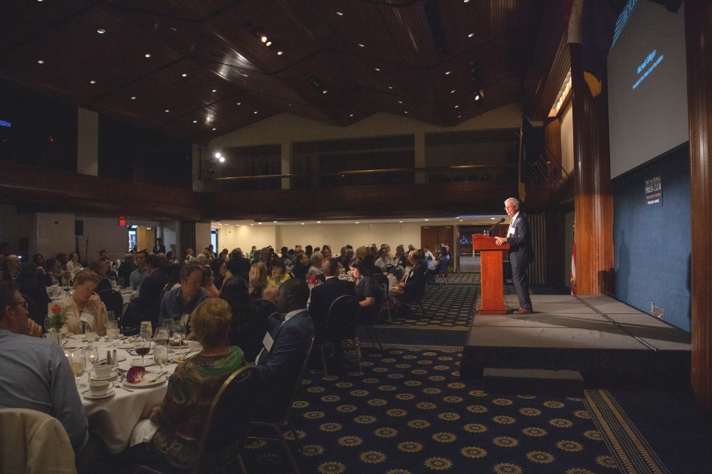 Michael Gilligan, Director of the Luce Foundation, emphasizes the strength of the partnership between the Pulitzer Center and the Luce Foundation. Image by Jin Ding. United States, 2019. Michael Gilligan, Director of the Luce Foundation, emphasizes the strength of the partnership between the Pulitzer Center and the Luce Foundation. Image by Jin Ding. United States, 2019.