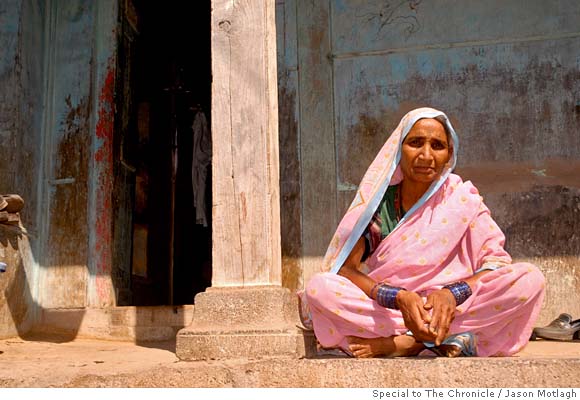 Seetabai Atthre attributes the suicide of her husband, Vishal, to a $5,600 debt he owed on the family farm in Nashik, India. Photo by Jason Motlagh. Media file: mn_india_farmers.jpg