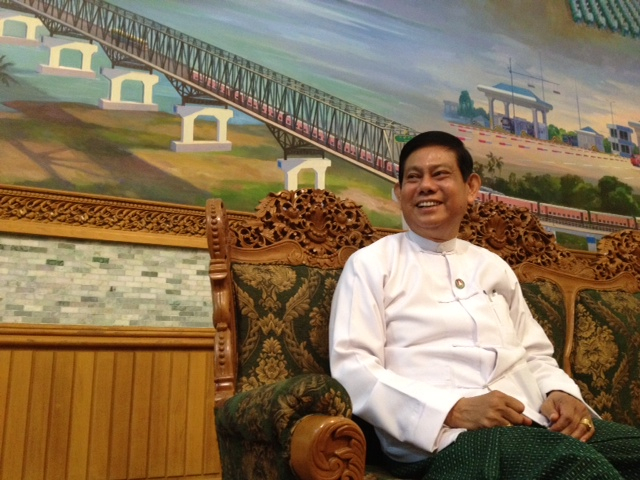 U Htay Oo, secretary-general of the Union Solidarity and Development Party, at his headquarters. The party is backed by the military and led by former generals. Image by Jason Motlagh. Burma, 2012. Media file: photo-16HTAYoo.jpg