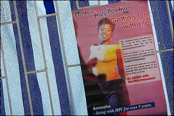 Picture imperfect: Annesha Taylor was formerly a spokeswoman for the Jamaican government's HIV/AIDS campaign. To see the multimedia project, go to http://livehopelove.com. (Joshua Cogan - Pulitzer Center on Crisis Reporting). Image by Joshua Cogan. Jamaica, 2008. Media file: postergirl.jpg