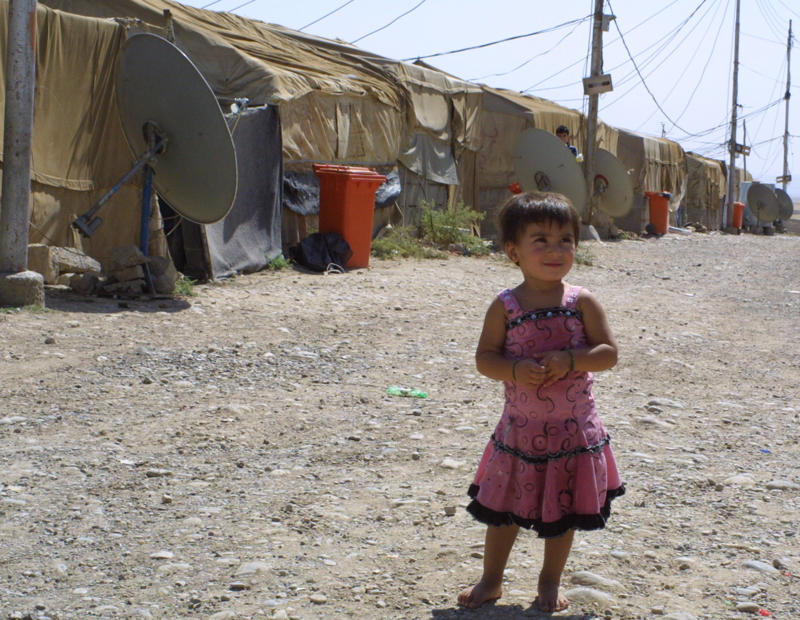 Residents of the Moqebleh refugee camp fled Syria in 2004-5 and have not
forgotten government repression. Image by Reese Erlich. Iraq, 2011.