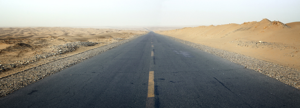 The tarim-desert highway, which stretches 500km from one side of the desert to the other. 1
