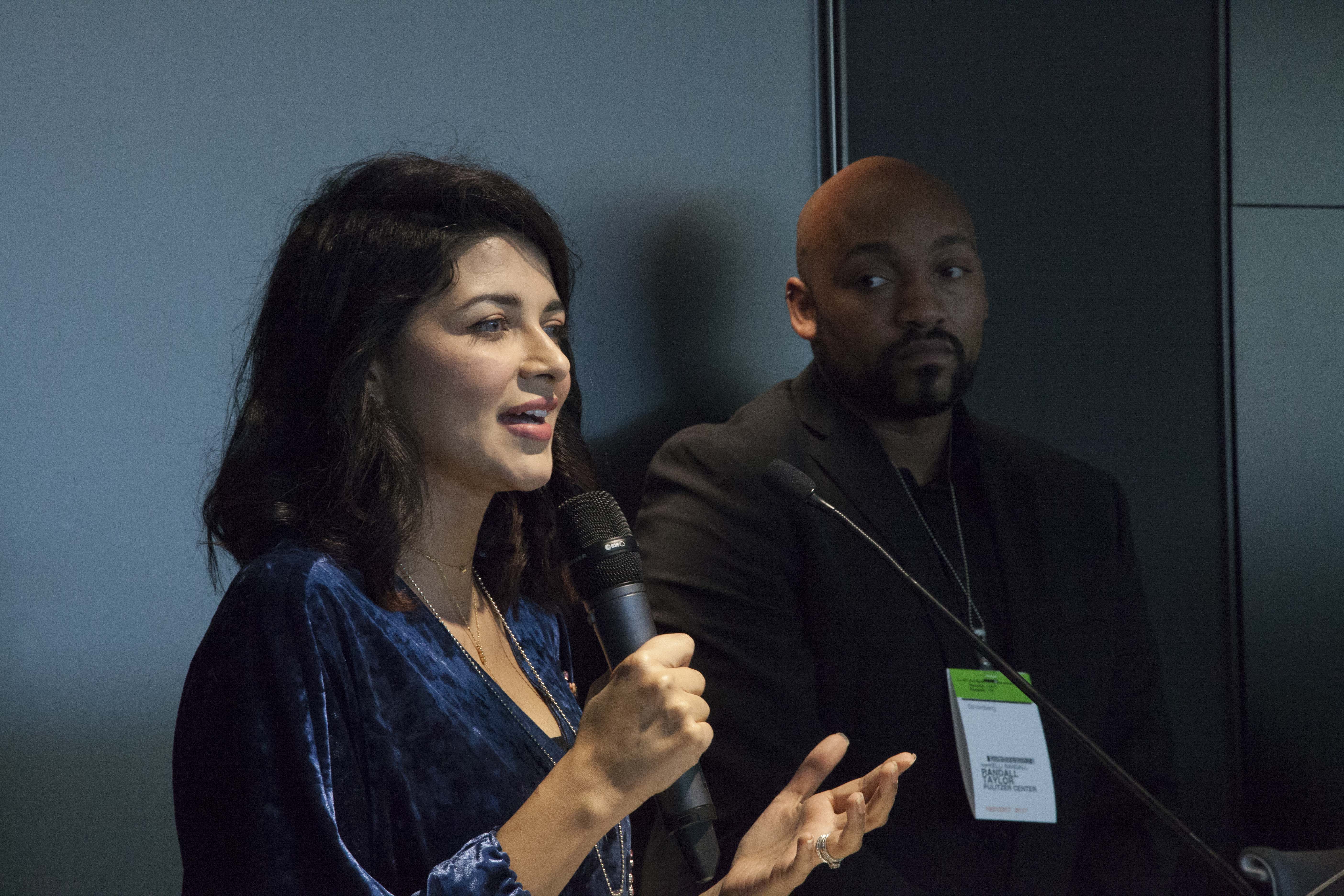 The Way We Tell Stories Voice of America producers Ayesha Gilani Taylor and Randall Taylor on 'The Way We Tell Stories.' Image by Jin Ding. Washington, DC, 2017.