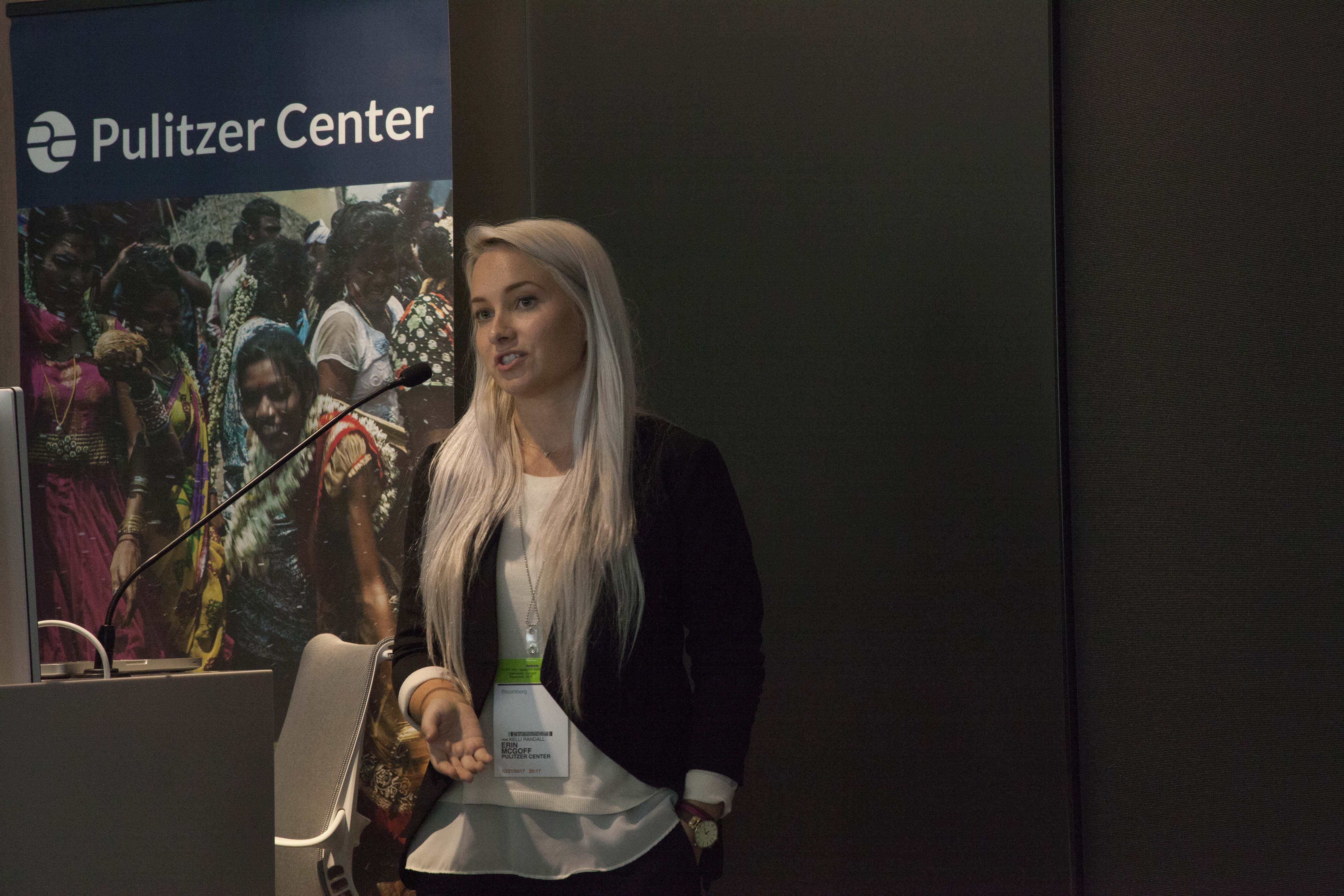 studentfellow20170135.jpg Erin McGoff from American University reports on her project 'Laos: Remnants of War.' Image by Jin Ding. Washington, DC, 2017.
