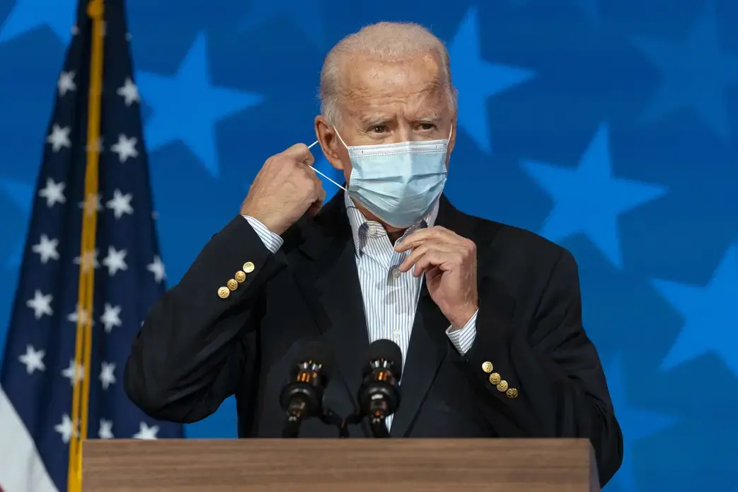 Joe Biden removes his face mask to speak at The Queen theater, in Wilmington, North Carolina, in a campaign event. Image by Stratos Brilakis / Shutterstock. United States, 2020. Joe Biden removes his face mask to speak at The Queen theater, in Wilmington, North Carolina, in a campaign event. Image by Stratos Brilakis / Shutterstock. United States, 2020.