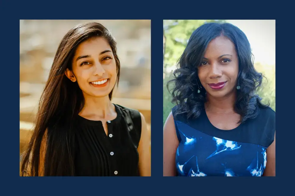 Kiran Misra (left) and Natalie Moore are the 2020-21 Richard C. Longworth Fellows. Images courtesy of Kiran Misra and Natalie Moore.