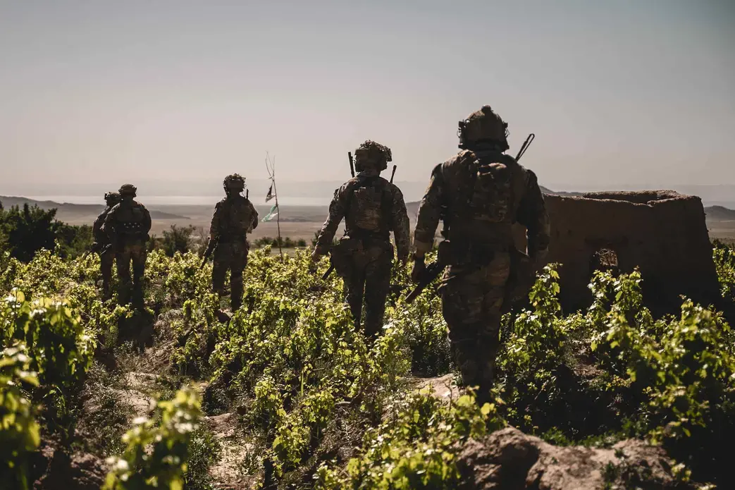 U.S. special operations service members conduct combat operations in support of Operation Resolute Support in Southeast Afghanistan, May 2019. Image by U.S. Army/Sgt. Jaerett Engeseth. Afghanistan, 2019. U.S. special operations service members conduct combat operations in support of Operation Resolute Support in Southeast Afghanistan, May 2019. Image by U.S. Army/Sgt. Jaerett Engeseth. Afghanistan, 2019.
