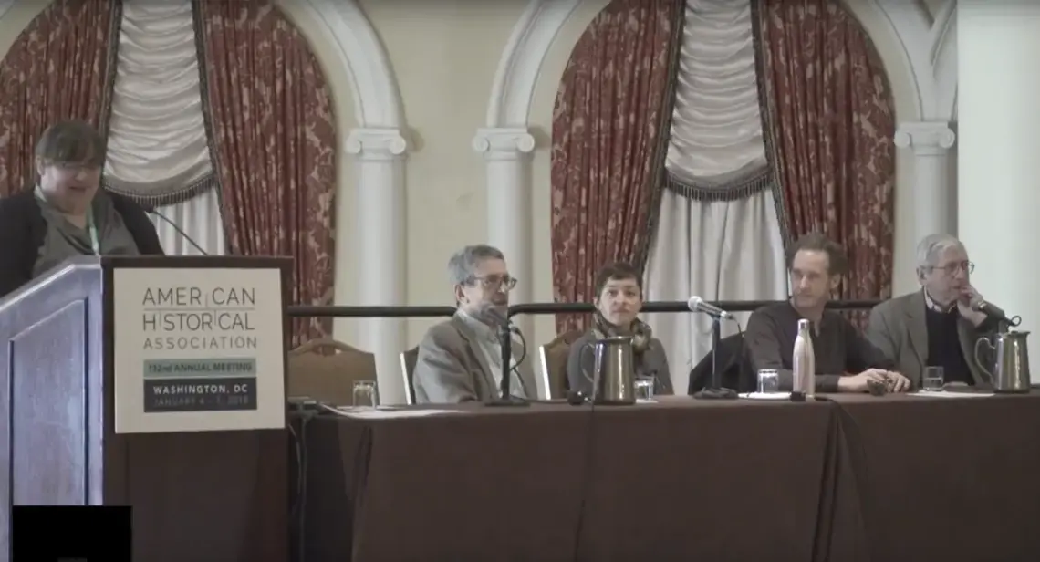 Pulitzer Center's Rebecca Kaplan introduces the panel. United States, 2018.