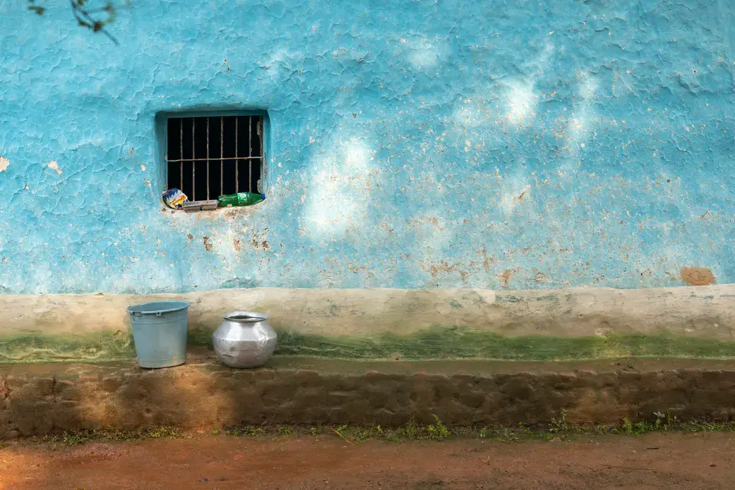 Water utensils are kept outside of a house in the Bastar district in central India. Image by Amitrane / Shutterstock. India, 2016. Water utensils are kept outside of a house in the Bastar district in central India. Image by Amitrane / Shutterstock. India, 2016.