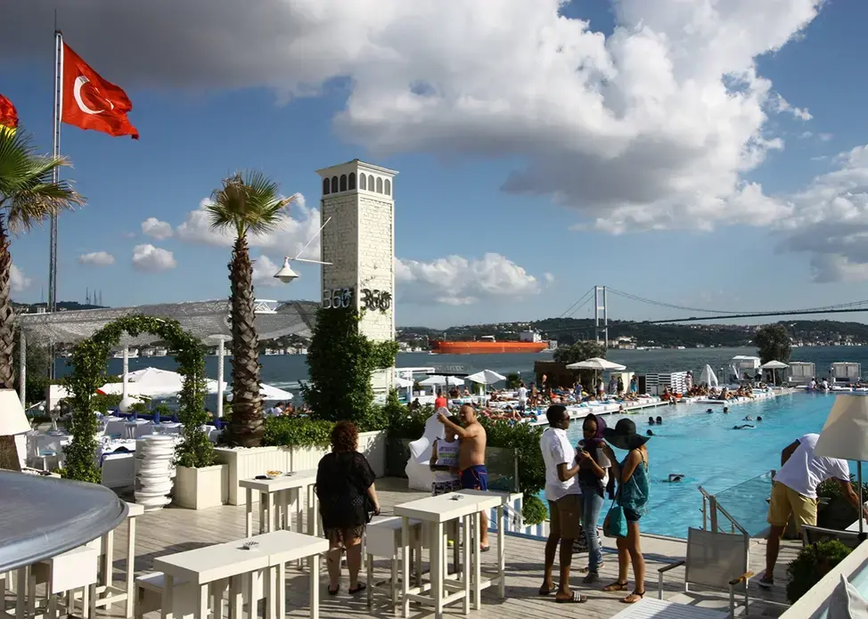 A club on an island in the middle of the Bosphorus. Image by Joshua Kucera. Turkey, 2016.
