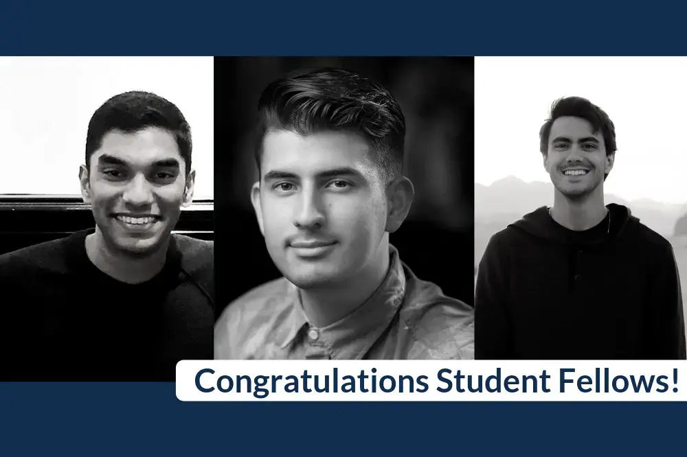 2018 student fellows: Rohan Naik, Brian Munoz, AJ Naddaff. Graphic by Karena Phan.