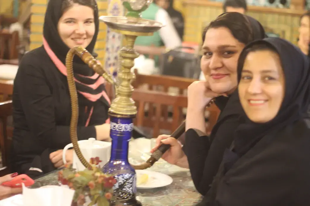 Many Iranians think smoking tobacco with a water pipe is less dangerous than smoking cigarettes. It's not. Image by Reese Erlich. Iran, 2017. Many Iranians think smoking tobacco with a water pipe is less dangerous than smoking cigarettes. It's not. Image by Reese Erlich. Iran, 2017.