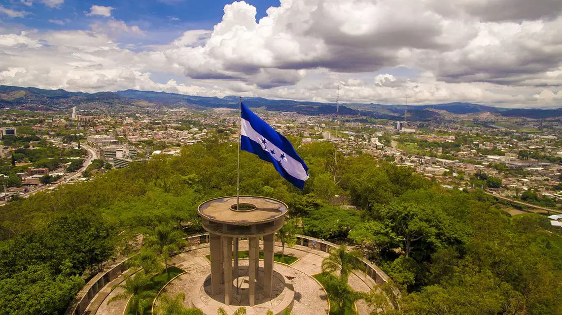 Honduran flag. Image by Shutterstock. Honduras, 2019.