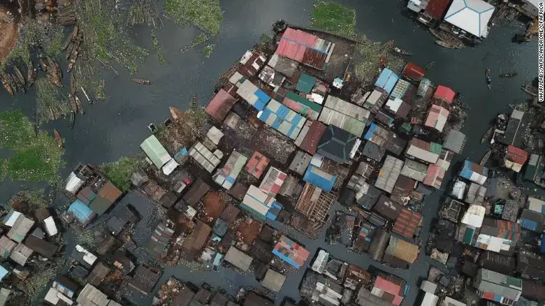 A drone image of Makoko. Image by Uhurulabs / africanDRONE / CfAfrica. Nigeria, undated. A drone image of Makoko. Image by Uhurulabs / africanDRONE / CfAfrica. Nigeria, undated.