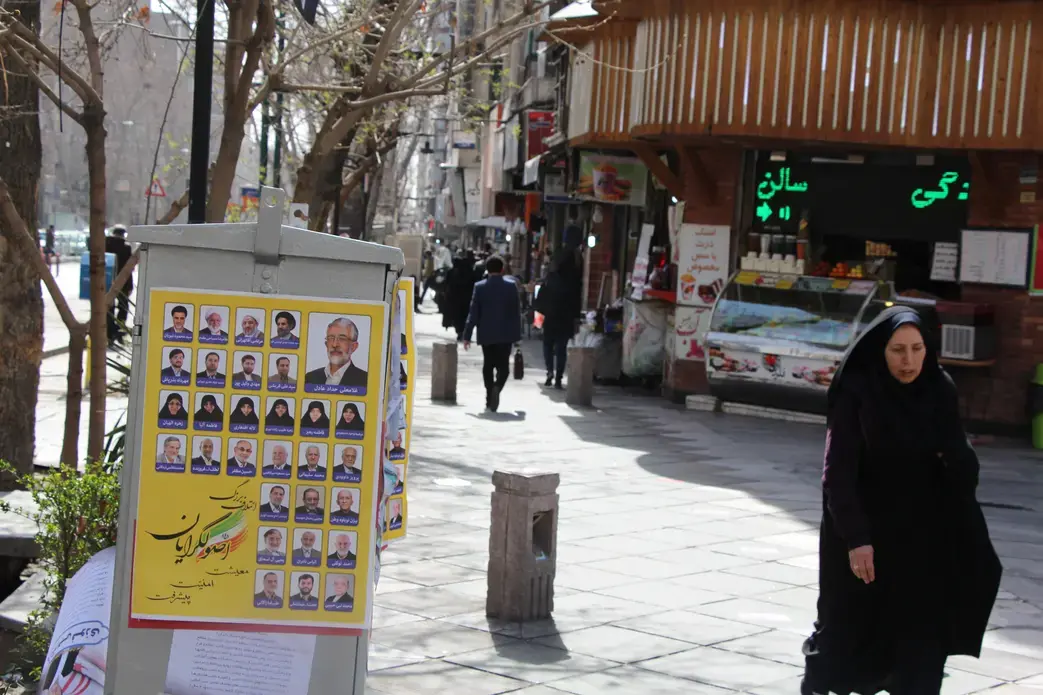 An election poster in the streets of Tehran. Image by Reese Erlich. Iran, 2016. Media file: woman_poster.jpg