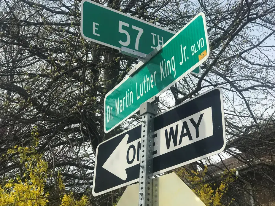 The Martin Luther King Jr. street signs that were put up by in the spring will come down by spring 2020. Image by Michelle Tyrene Johnson / KCUR 89.3. United States, 2019. The Martin Luther King Jr. street signs that were put up by in the spring will come down by spring 2020. Image by Michelle Tyrene Johnson / KCUR 89.3. United States, 2019.