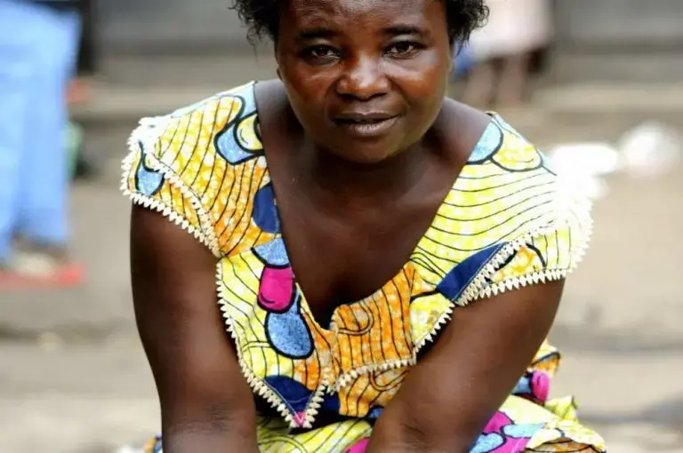 Masika Katsuva is a central figure in the Pulitzer Center-supported documentary "Seeds of Hope." She created a support center and farming community in the Democratic Republic of Congo to assist other survivors of rape, their children and orphans. Image by Fiona Lloyd-Davies. Democratic Republic of Congo, 2013.