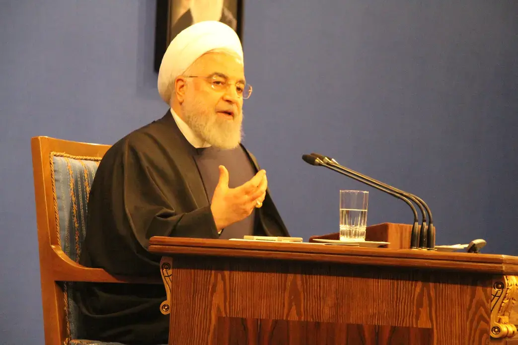 Iran's President Rouhani. Image by Reese Erlich. Iran, 2020.
