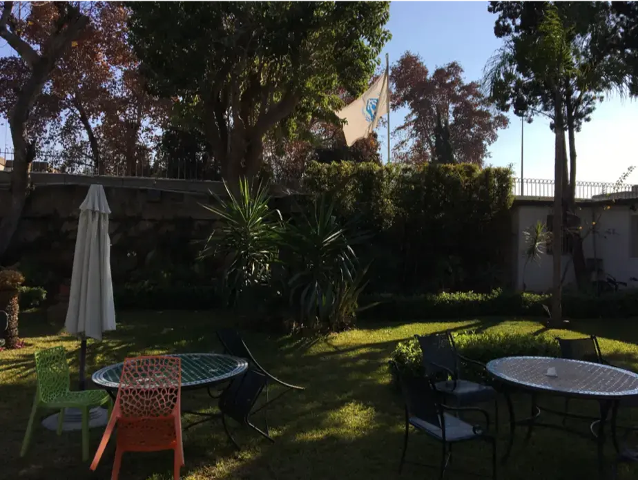 The courtyard of UNHCR’s Rabat office. Image by Megan Pierce. Morocco, 2019. The courtyard of UNHCR’s Rabat office. Image by Megan Pierce. Morocco, 2019.