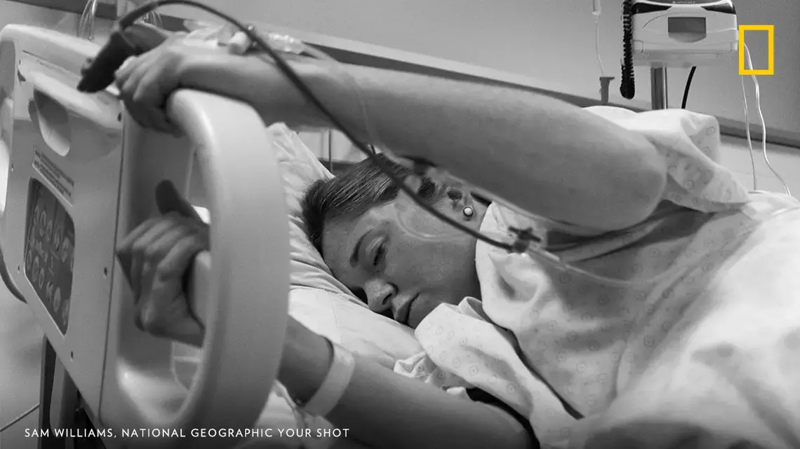 12 hours into an eventual 17-hour childbirth, my girlfriend was definitely feeling the pain. I looked on helplessly as nothing compared to the moments of pain and the respite between. Gas, drugs, and a hand to hold only had so much effect. This day I found out how truly strong she is… Image by Sam Williams, National Geographic Your Shot. 12 hours into an eventual 17-hour childbirth, my girlfriend was definitely feeling the pain. I looked on helplessly as nothing compared to the moments of pain and the respite between. Gas, drugs, and a hand to hold only had so much effect. This day I found out how truly strong she is… Image by Sam Williams, National Geographic Your Shot.