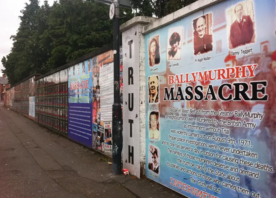 Mural dedicated to the victims of the Ballymurphy massacre. Image by Keith Ruffles. United Kingdom, 2013. Mural dedicated to the victims of the Ballymurphy massacre. Image by Keith Ruffles. United Kingdom, 2013.