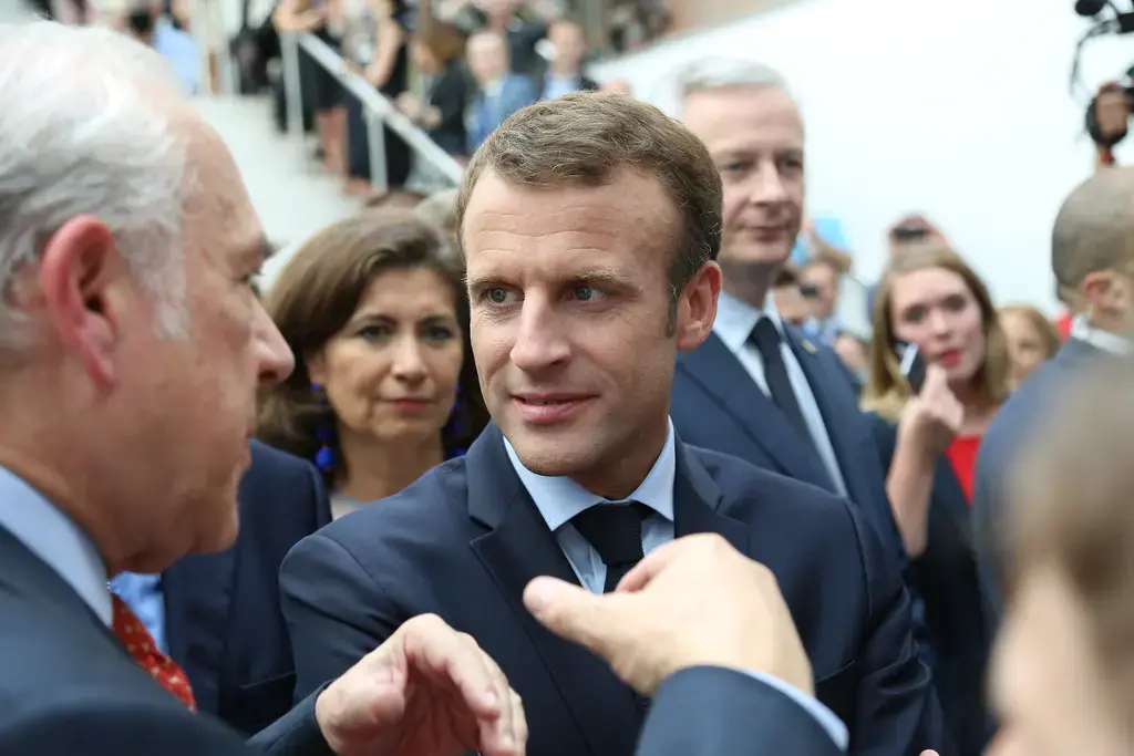 OECD Forum 2018 - Arrival of Emmanuel Macron - President of France. Image by Organisation for Economic Co-operation and Develop / Ceative Commons. France, 2018. OECD Forum 2018 - Arrival of Emmanuel Macron - President of France. Image by Organisation for Economic Co-operation and Develop / Ceative Commons. France, 2018.