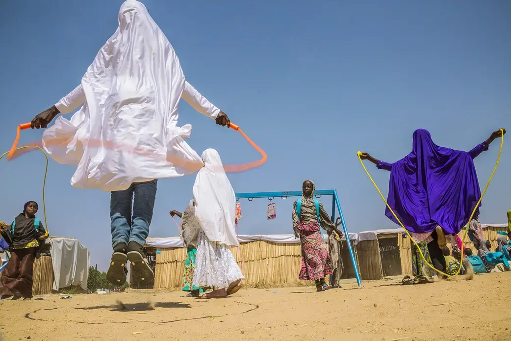 Muna Garage IDP Camp in Maiduguri. Image by Leslie Roberts. Nigeria, 2017.