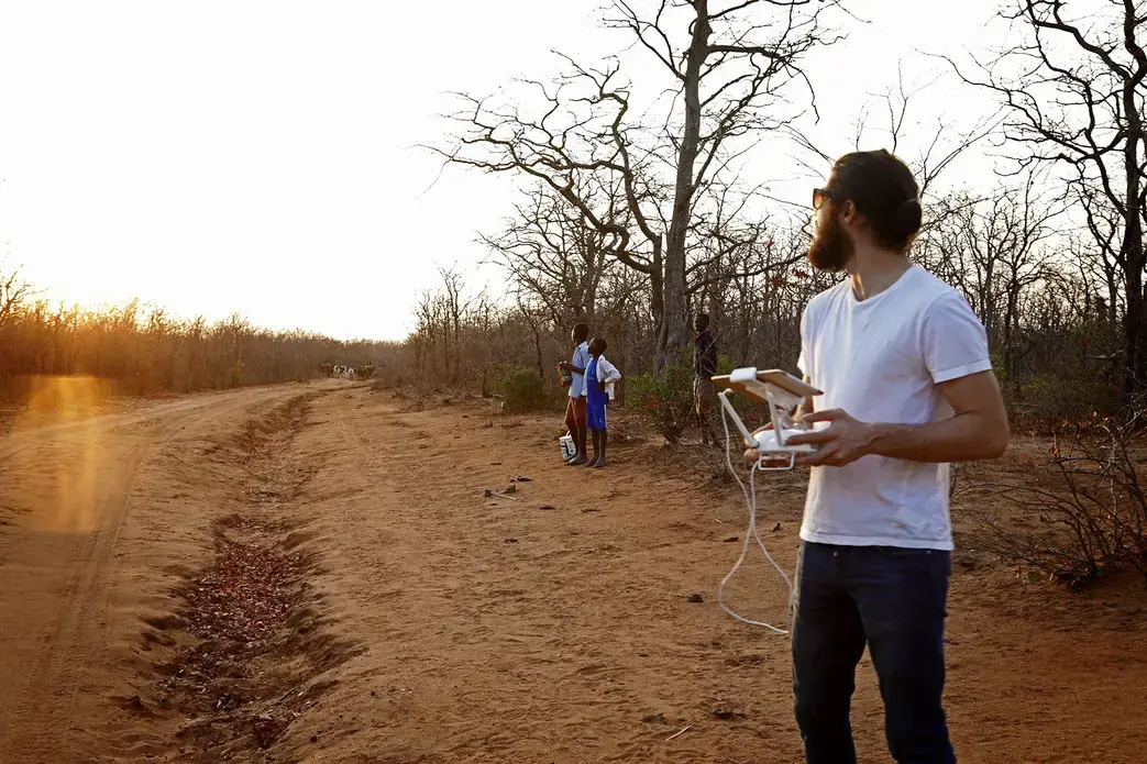 Drone footage provides visuals in areas where there are no roads, where access is limited, wild animals may roam and the bush is often impenetrable. Image by Fiona Macleod. Mozambique, 2018. Drone footage provides visuals in areas where there are no roads, where access is limited, wild animals may roam and the bush is often impenetrable. Image by Fiona Macleod. Mozambique, 2018.