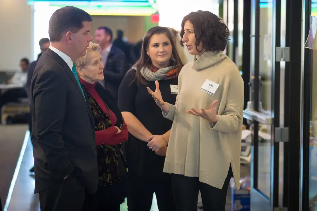 Participants at the City of Boston's recent "Hackathon" event, which took place Jan. 23-24, 2016 at District Hall in Boston. Photo courtesy of the City of Boston, Mayor's Office. United States, 2016. Media file: jr4_7674.jpg