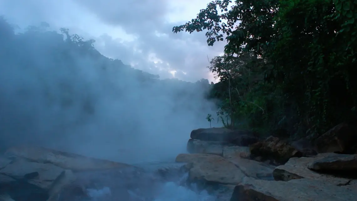 The boiling river in Peru is one of two geothermal systems in the world not attributed to volcanic activity. Its spiritual value and scientific significance are not legally protected, and the area is now under threat of deforestation and climate change. Image by Natalie Hutchison. Peru, 2017. The boiling river in Peru is one of two geothermal systems in the world not attributed to volcanic activity. Its spiritual value and scientific significance are not legally protected, and the area is now under threat of deforestation and climate change. Image by Natalie Hutchison. Peru, 2017.