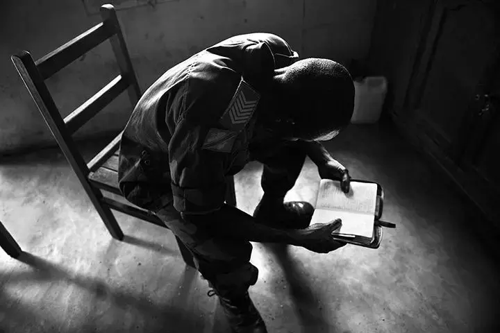 Sergeant 'Boniface' says he was told by his commanding officer to go and rape. He says that he raped three women before his conscience told him to stop. Image by Fiona Lloyd-Davies. DRC, 2013.