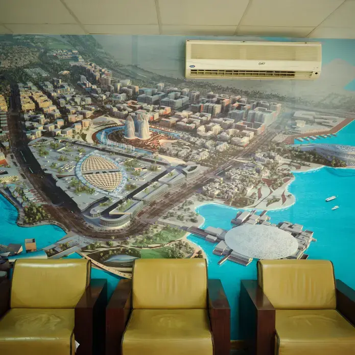 Inside the state-owned Tourism Development &amp; Investment Company offices on Saadiyat Island. Image by Knut Egil Wang/Moment/INSTITUTE. Abu Dhabi, 2016.