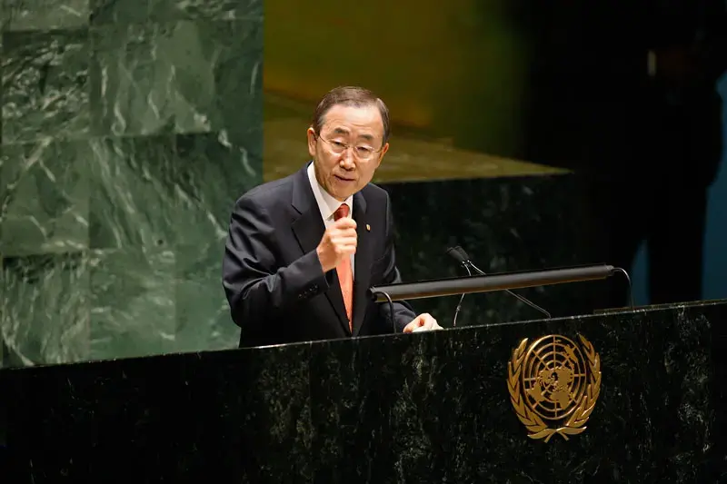 United Nations Secretary-General Ban Ki-moon addresses the 2010 High-level Review Conference of the Parties to the Treaty on the Non-Proliferation of Nuclear Weapons (NPT). Image courtesy of Eskinder Debebe. United Nations, 2015. Media file: npt.jpg
