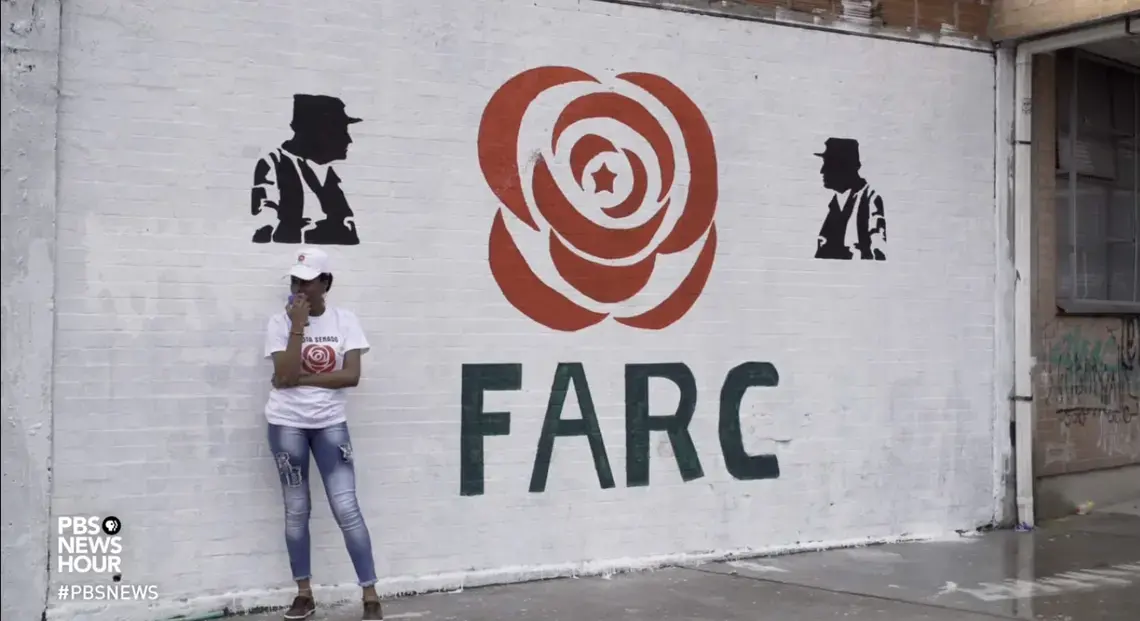 A FARC banner in Colombia. Image by Bruno Federico. Colombia, 2018. A FARC banner in Colombia. Image by Bruno Federico. Colombia, 2018.