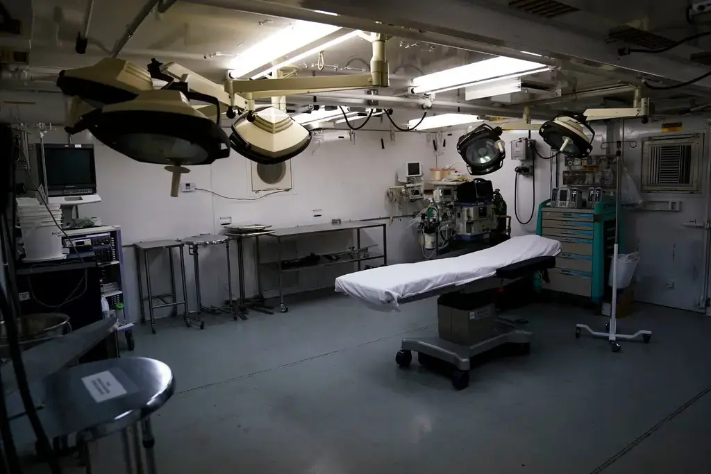 The medical clinic at Guantanamo Bay’s detention center. Health care on the base is limited for detainees and service members. Image by Doug Mills / The New York Times. United States, undated.