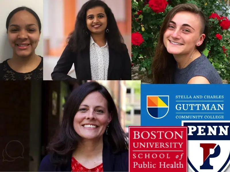 Student fellows (from top, left to right): Argentina Maria-Vanderhorst, Svanika Balasubramanian, Nicole Brigstock, and Arianne Henry (at bottom). Images Courtesy of student fellows. Not pictured: Abigail Bekele. United States, 2018.