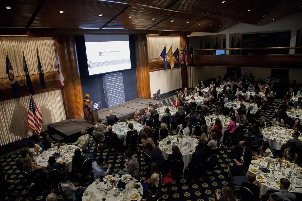 Keynote speaker Dr. Musimbi Kanyoro, President and CEO, Global Fund for Women, gives her remarks during the dinner program of the Pulitzer Center Gender Lens Conference at the National Press Club in Washington, D.C. Image by Jin Ding. United States, 2017. Keynote speaker Dr. Musimbi Kanyoro, President and CEO, Global Fund for Women, gives her remarks during the dinner program of the Pulitzer Center Gender Lens Conference at the National Press Club in Washington, D.C. Image by Jin Ding. United States, 2017.