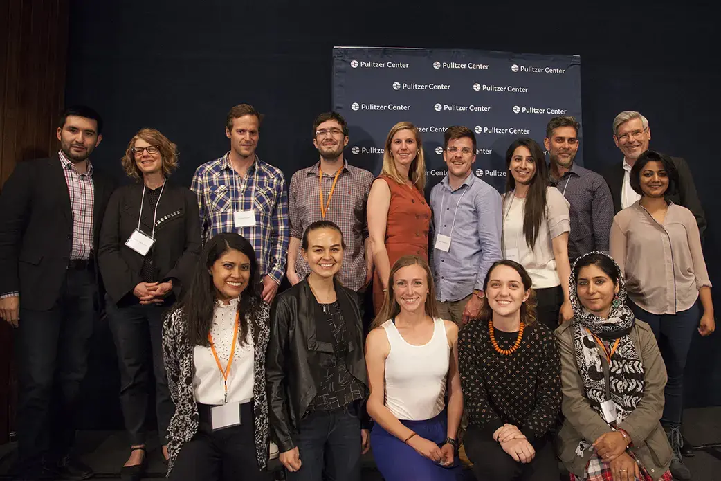 The 2017 HEFAT participants photographed with Pulitzer Center Senior Editor Tom Hundley. Image by Jin Ding. United States, 2017.