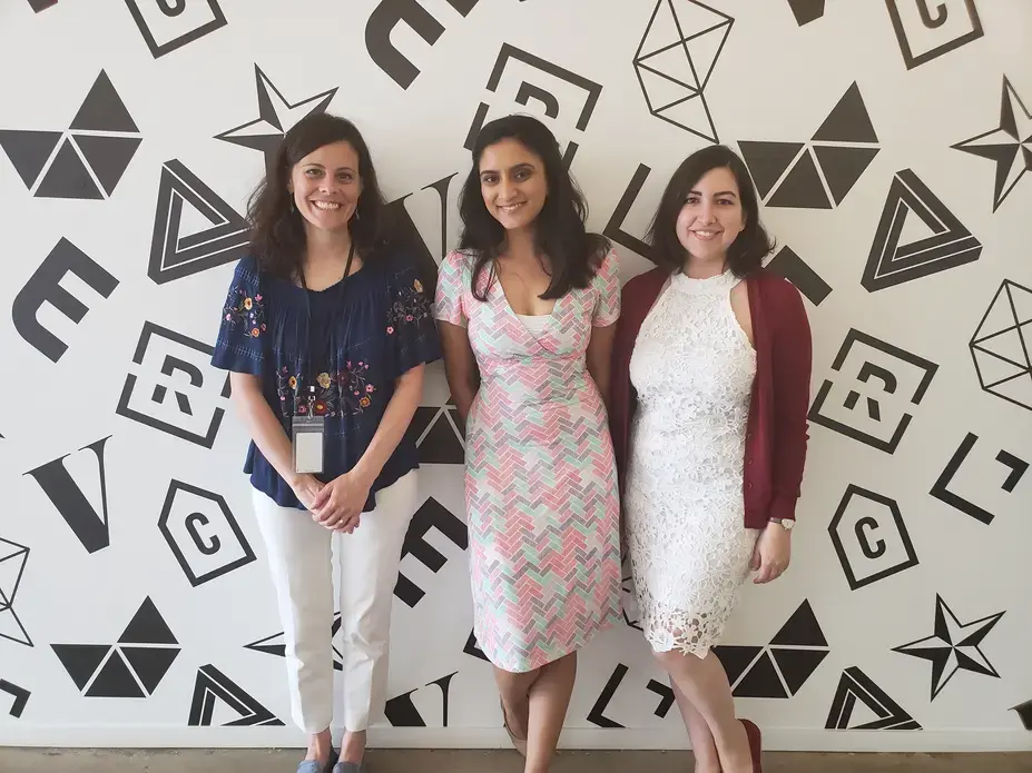 Three student fellows, Arianne Henry from Boston University School of Public Health, Divya Mishra from Johns Hopkins Bloomberg School of Public Health, and Flaviana Sandoval from Boston University College of Communication visit five media organizations across the nation's capital. Image by Kayla Sharpe. Washington D.C., 2018.