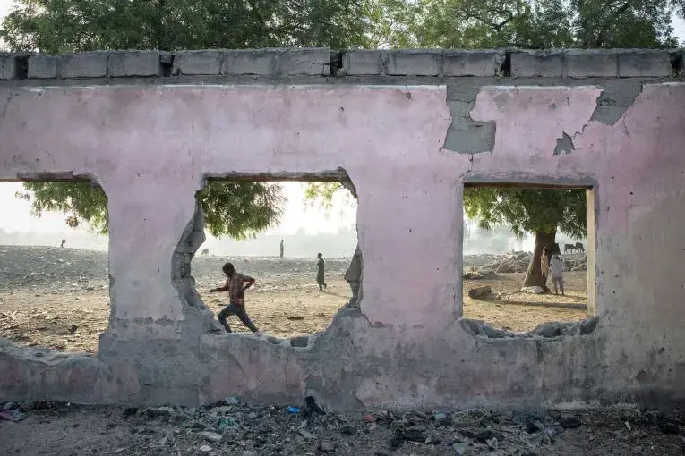 The remains of a primary school in Maiduguri bombed by Boko Haram in 2014. Image by Glenna Gordon. Nigeria, 2017. Media file: 25bokoharam5-superjumbo-v2.jpg