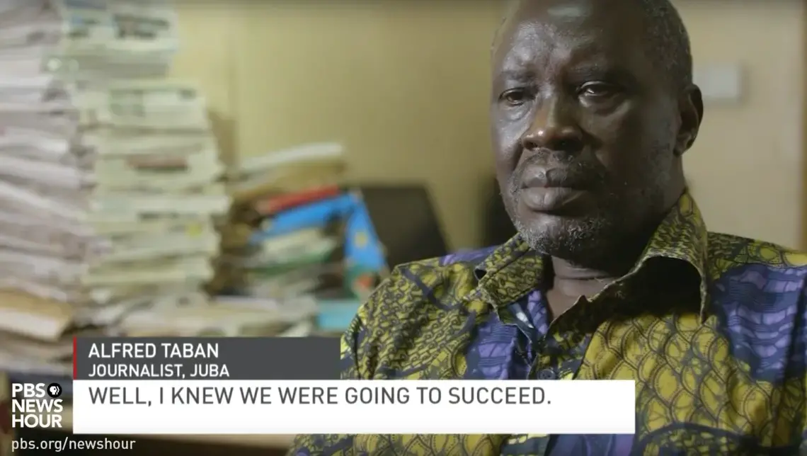 Still image from Jane Ferguson's PBS NewsHour video, "South Sudan’s Civil War Spirals into Genocide, Leaving Ghost Towns in its Wake." 2017.