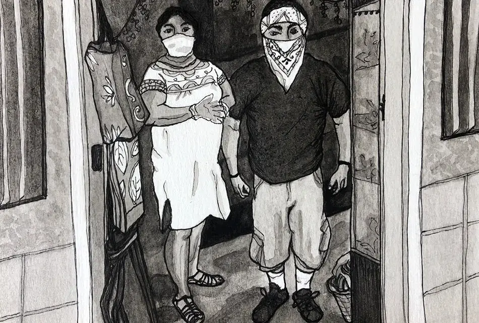 Connie Rivera and Ricardo Pena at Mixcoatl. Illustration by Molly Oleson. Connie Rivera and Ricardo Pena at Mixcoatl. Illustration by Molly Oleson.