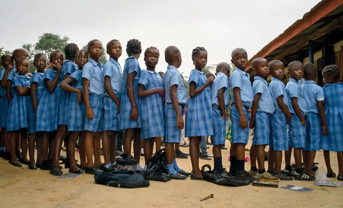Students at a Bridge International Academies school in Liberia. Image by Diana Zeyneb Alhindawi for The New York Times. Liberia, 2017.