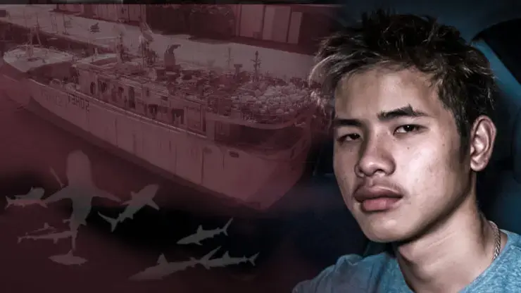 On this episode, we track an elusive fleet of shark-fishing boats that are implicated in overfishing and possible human trafficking. Credit: Photos by Ben Feibleman, photo illustration by Michael I Schiller/Reveal